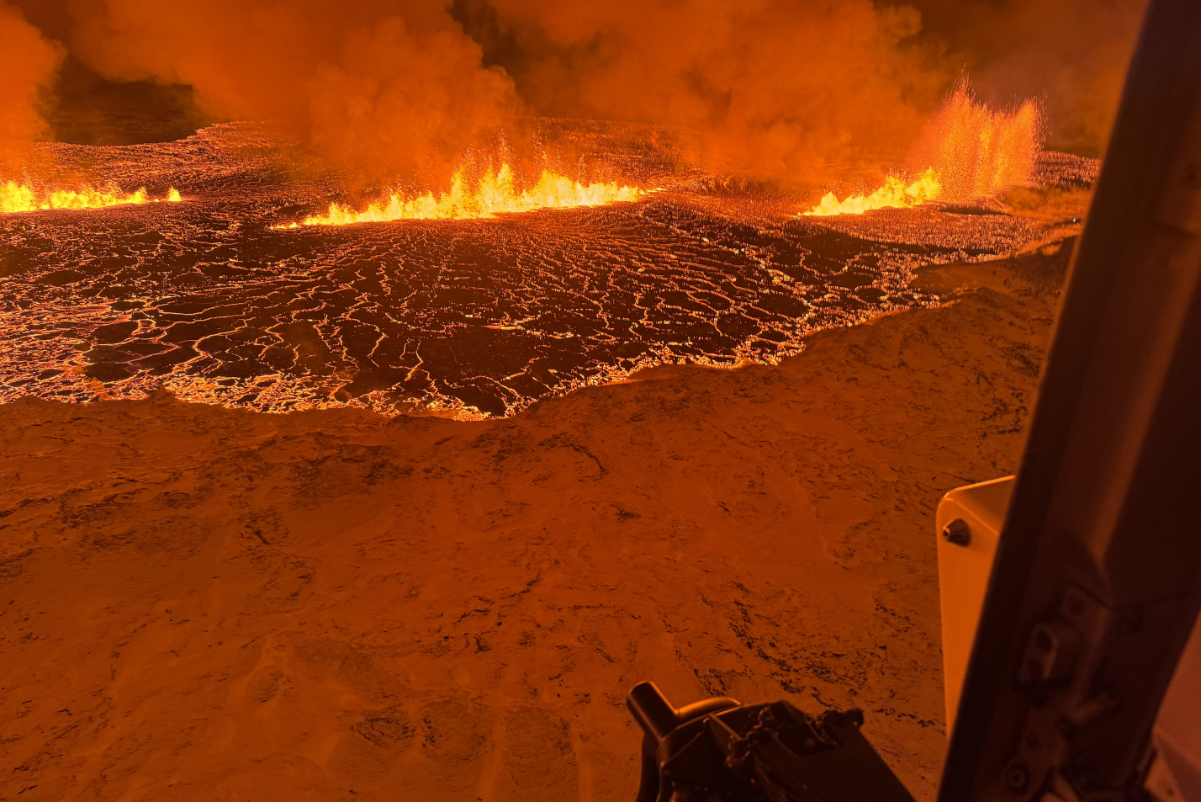 A helicopter image of Iceland's volcanic eruption on December 19, 2023. Source: Iceland's Meteorological Office.