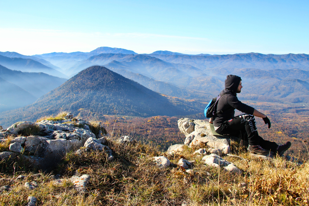 A traveler enjoying the solitude. 